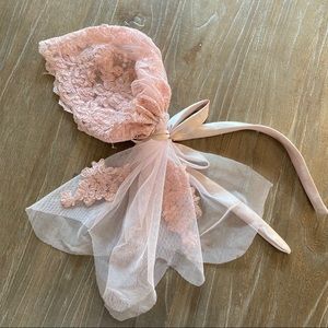 NEW! Pink Boho Wedding Vail, Lace Turban
